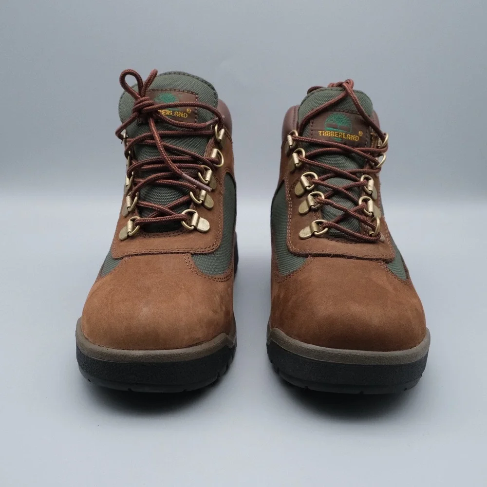 Timberland Field Boots Kids Brown Green Leather Canvas 4 16937 Outdoor
